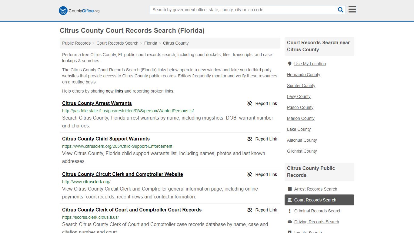 Court Records Search - Citrus County, FL (Adoptions, Criminal, Child ...